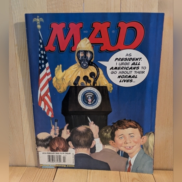 MAD Magazine Cover with Gas Mask Illustration - Picture 2 of 6